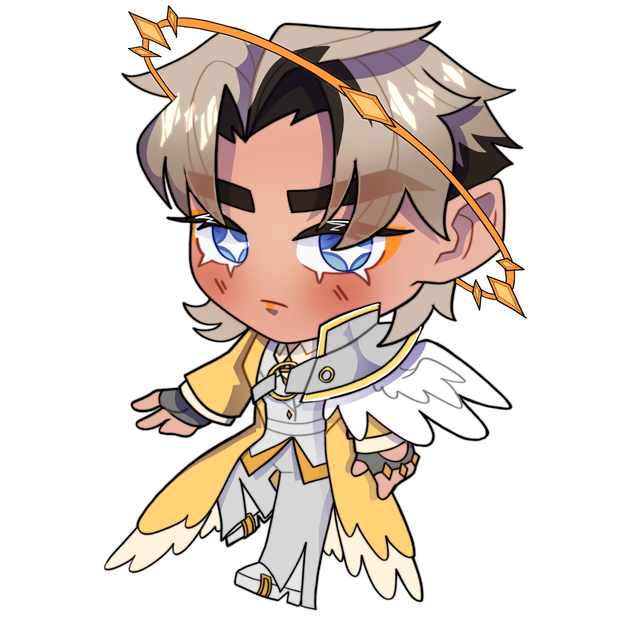 A chibi illustration of my OC Lysander, who's also shares angel themes